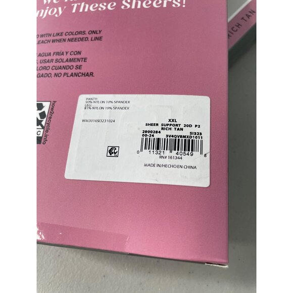 Silk Impressions Pantyhose Size XXL Sheer Light Support Tan 2 Pair 20 Denier NEW - Picture 3 of 6